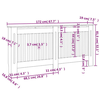 Copertura per Radiatore Antracite 172x19x81,5 cm in MDF