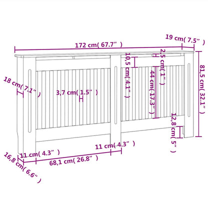 Copertura per Radiatore Antracite 172x19x81,5 cm in MDF - homemem39