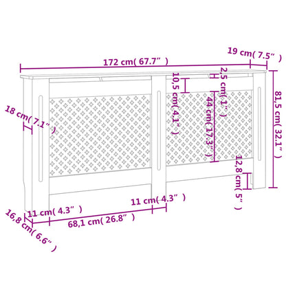 Copertura per Radiatore Antracite 172x19x81 cm in MDF