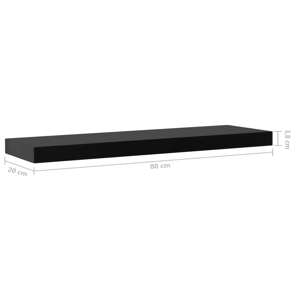 Mensole a Muro Galleggianti 2 pz Nere 80x20x3,8 cm | homemem39