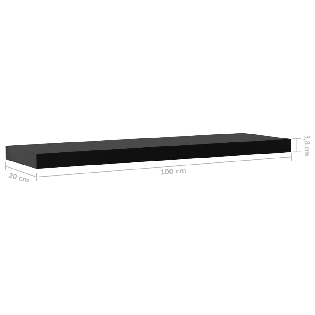 Mensole a Muro Galleggianti 2 pz Nere 100x20x3,8 cm | homemem39
