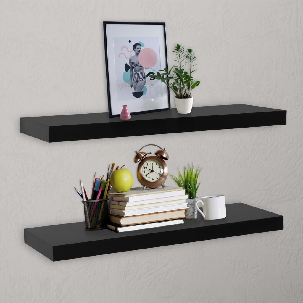 Mensole a Muro Galleggianti 2 pz Nere 100x20x3,8 cm | homemem39