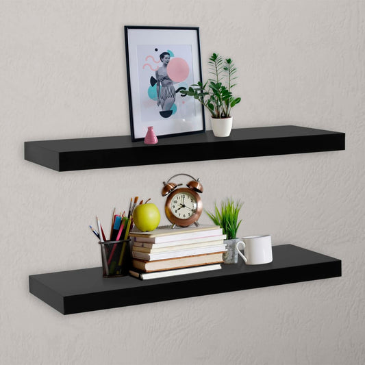 Mensole a Muro Galleggianti 2 pz Nere 100x20x3,8 cm | homemem39