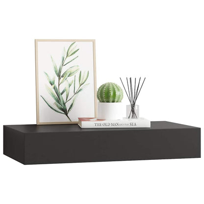 Mensola a Muro Galleggianti con Cassetto Nera 48x25x8 cm | homemem39