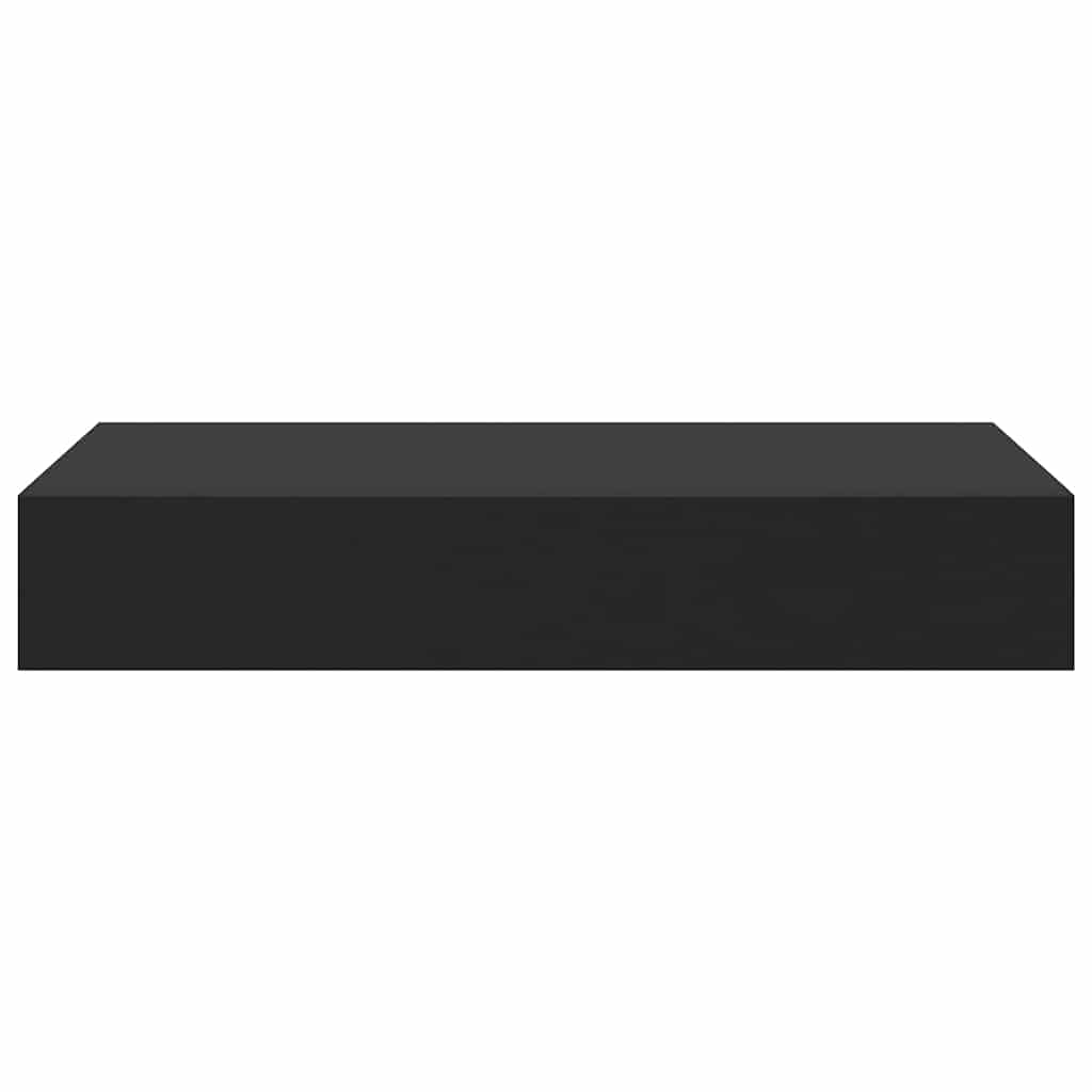 Mensola a Muro Galleggianti con Cassetto Nera 48x25x8 cm | homemem39