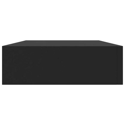 Mensola a Muro Galleggianti con Cassetto Nera 48x25x8 cm | homemem39