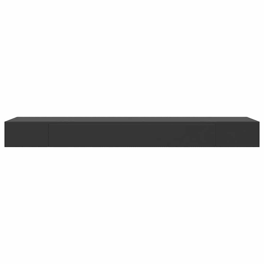 Mensola a Muro Galleggianti con Cassetto Nera 80x25x8 cm | homemem39
