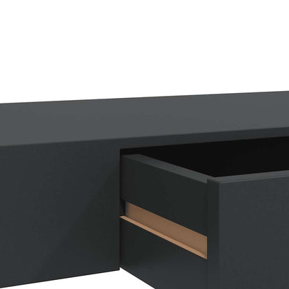 Mensola a Muro Galleggianti con Cassetto Nera 80x25x8 cm | homemem39