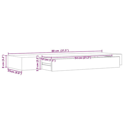 Mensola a Muro Galleggianti con Cassetto Nera 80x25x8 cm | homemem39