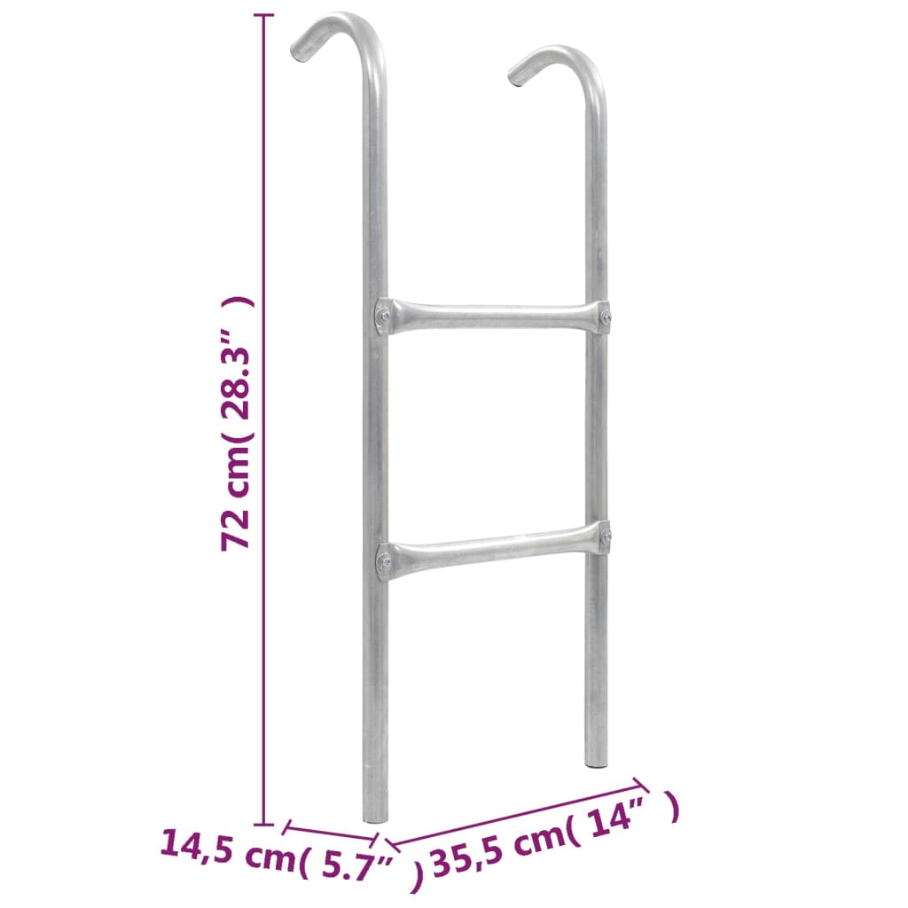 Scaletta per Trampolino 2 Gradini in Acciaio Argento 72 cm (Adatto per Altezza di 65 cm) | homemem39
