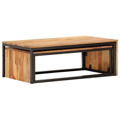 Tavolini Impilabili 2 pz in Legno Massello di Acacia | homemem39