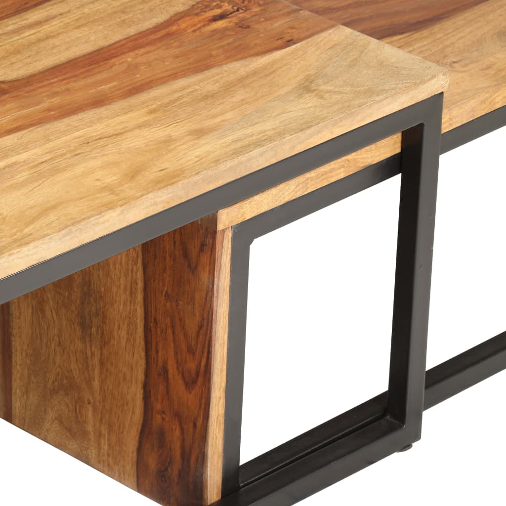 Tavolini Impilabili 2 pz in Legno Massello di Acacia | homemem39