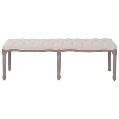 Panca in Tessuto e Legno Massello 150x39,8x48 cm Bianco Crema | homemem39