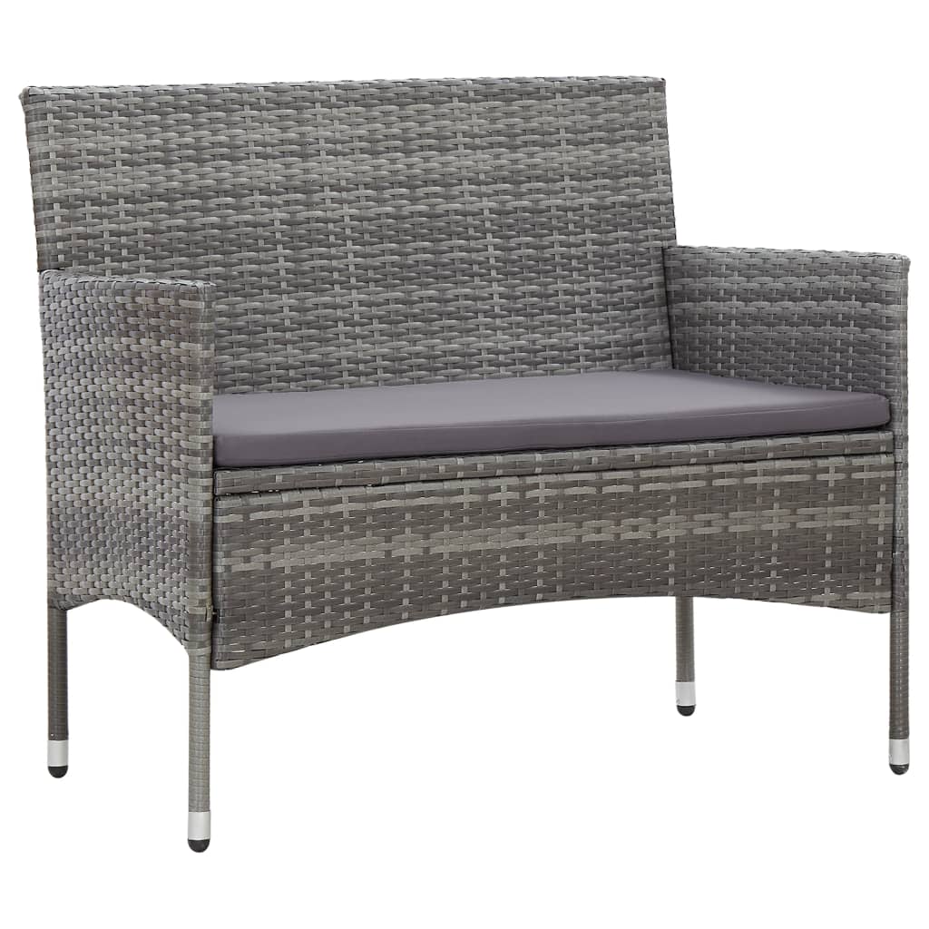 Set Divani da Giardino 4 pz con Cuscini in Polyrattan Grigio | homemem39