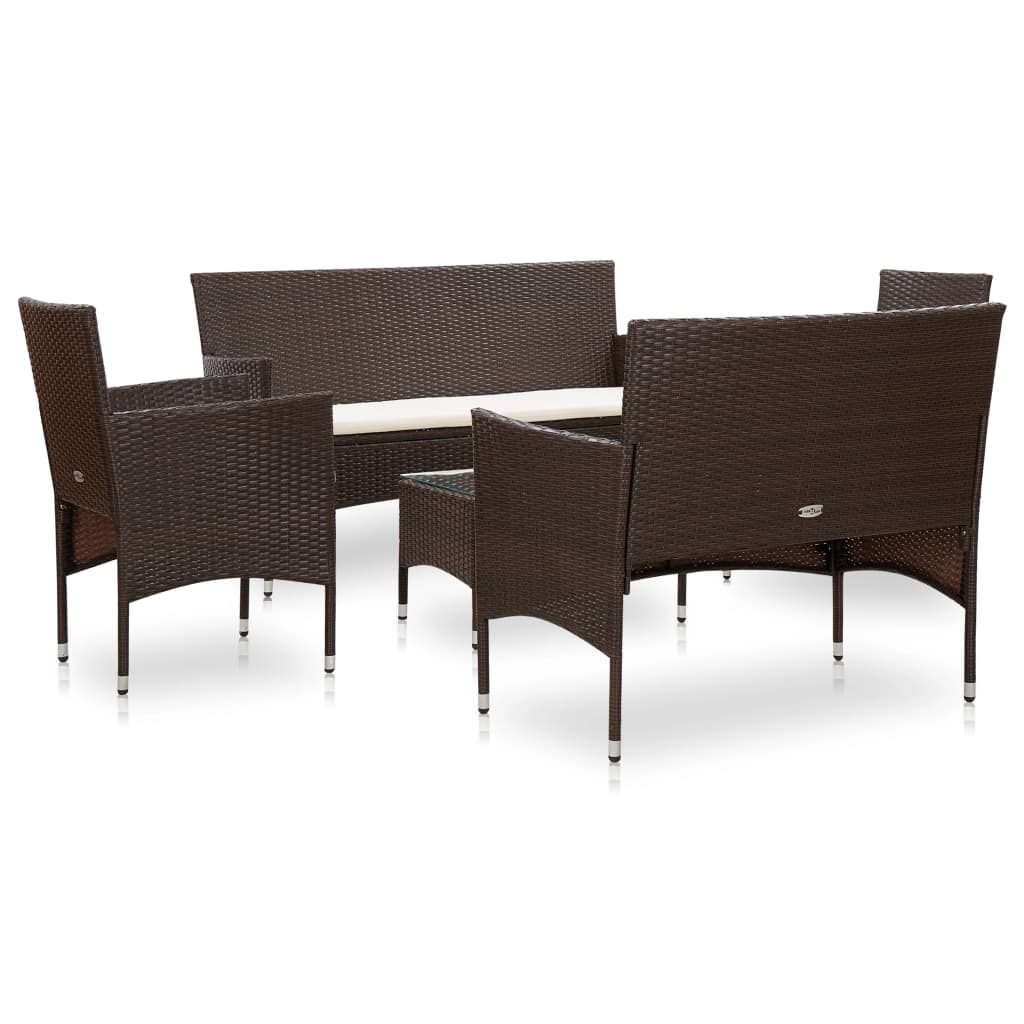 Set Divani da Giardino 5 pz con Cuscini in Polyrattan Marrone | homemem39