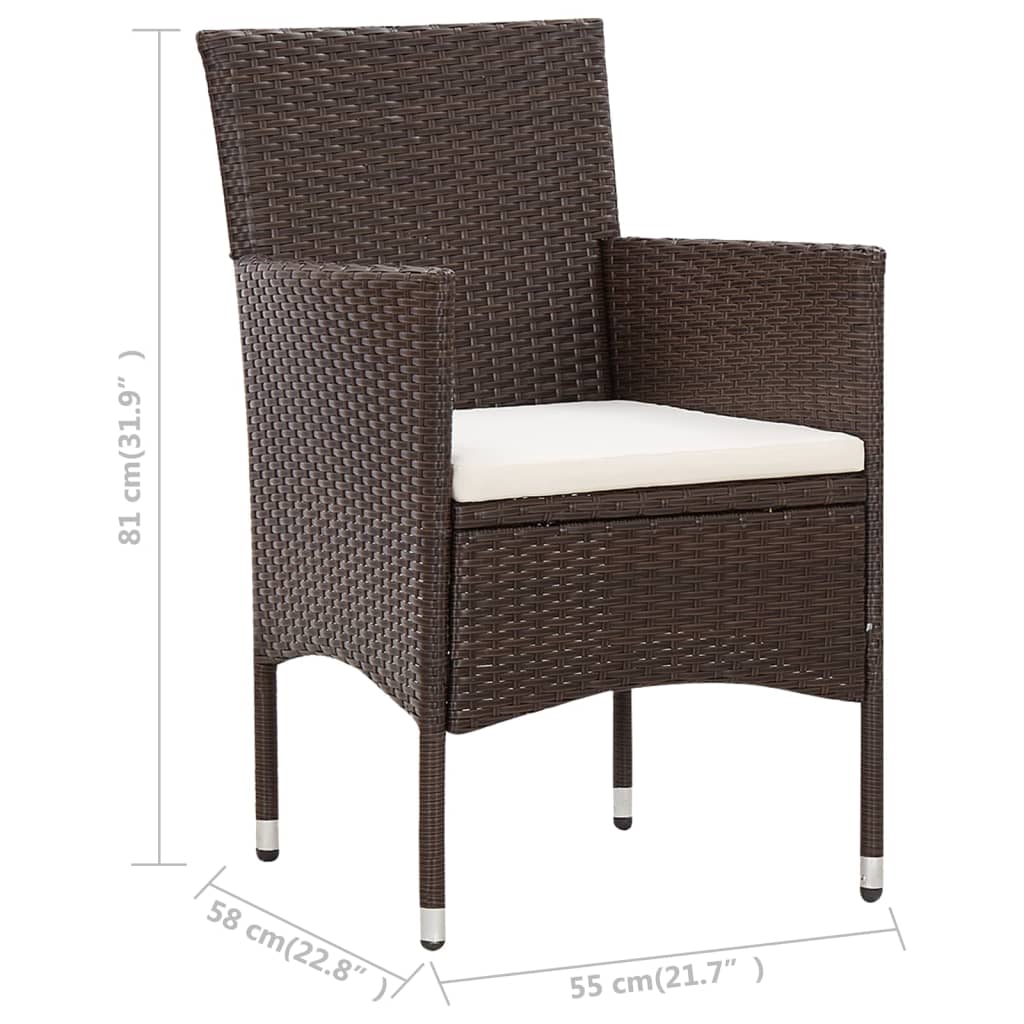Set Divani da Giardino 5 pz con Cuscini in Polyrattan Marrone | homemem39