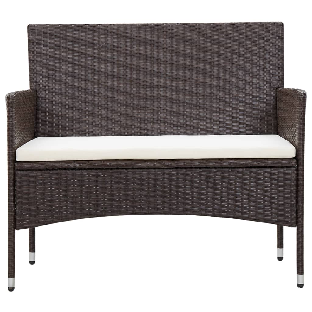 Set Divani da Giardino 5 pz con Cuscini in Polyrattan Marrone | homemem39