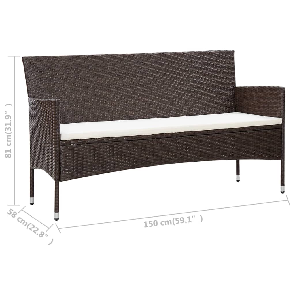 Set Divani da Giardino 5 pz con Cuscini in Polyrattan Marrone | homemem39