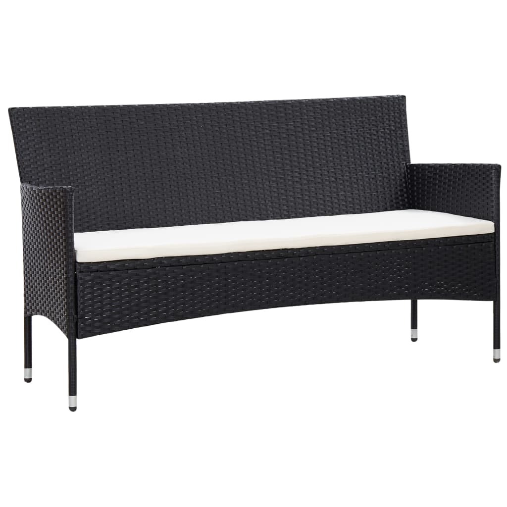Set Divani da Giardino 5 pz con Cuscini in Polyrattan Nero | homemem39