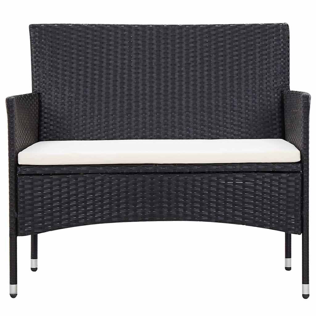 Set Divani da Giardino 5 pz con Cuscini in Polyrattan Nero