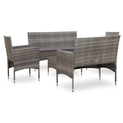 Set Divani da Giardino 5 pz con Cuscini in Polyrattan Grigio - homemem39
