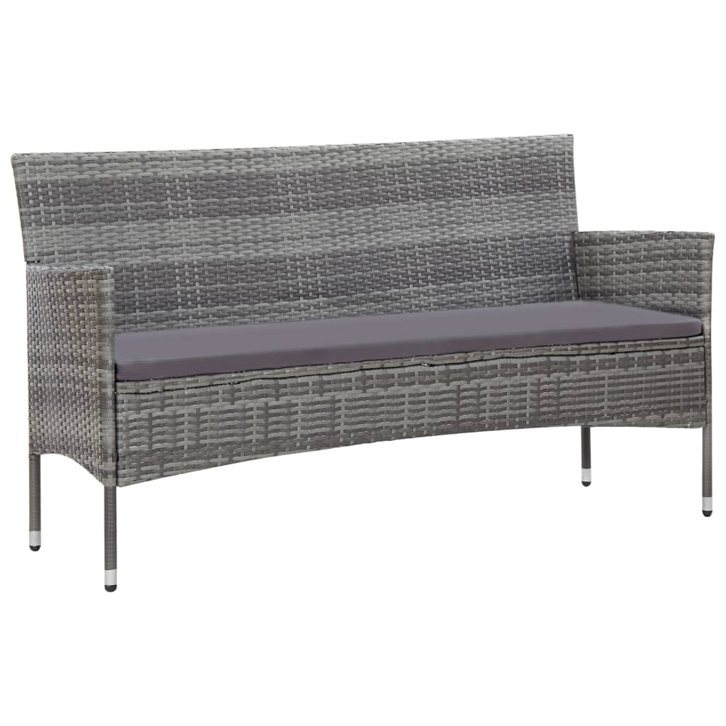 Set Divani da Giardino 5 pz con Cuscini in Polyrattan Grigio - homemem39