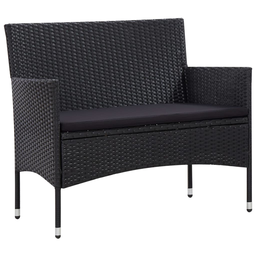 Set Divani da Giardino 5 pz con Cuscini in Polyrattan Nero | homemem39