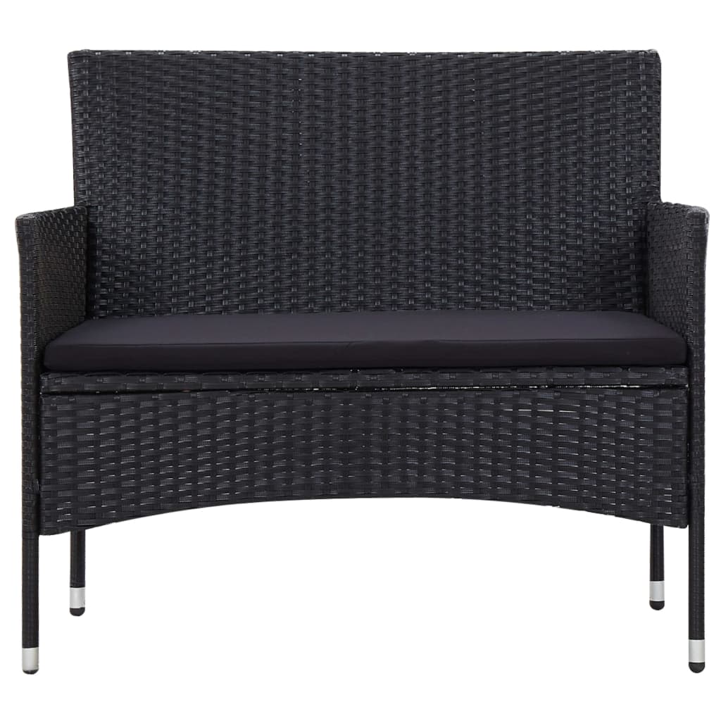 Set Divani da Giardino 5 pz con Cuscini in Polyrattan Nero | homemem39