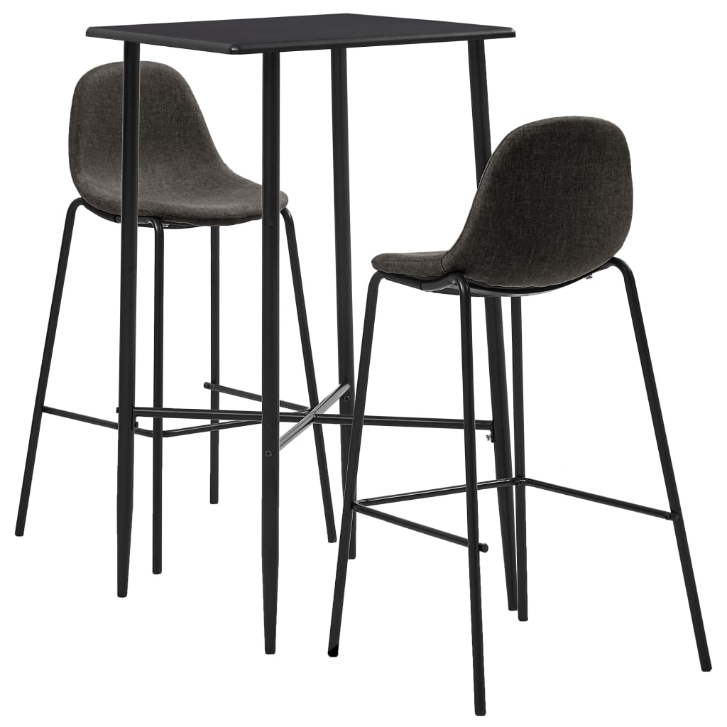 Set da Bar 3 pz in Tessuto Grigio Scuro - homemem39