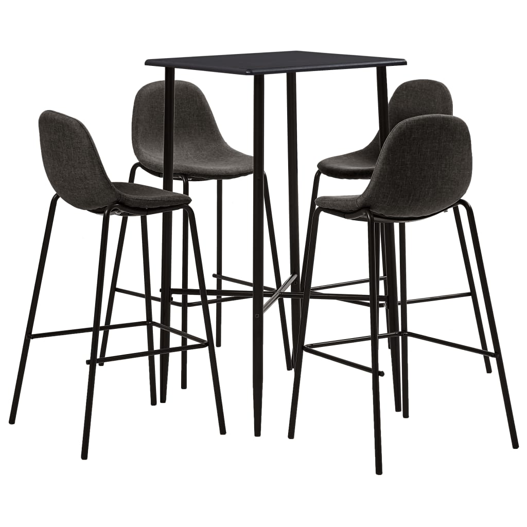 Set da Bar 5 pz in Tessuto Grigio Scuro - homemem39