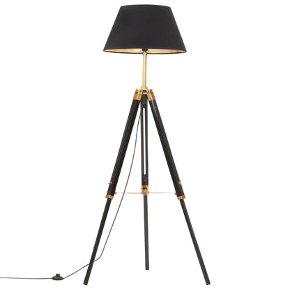 Lampada a Treppiede Nero e Oro in Massello di Teak 141 cm