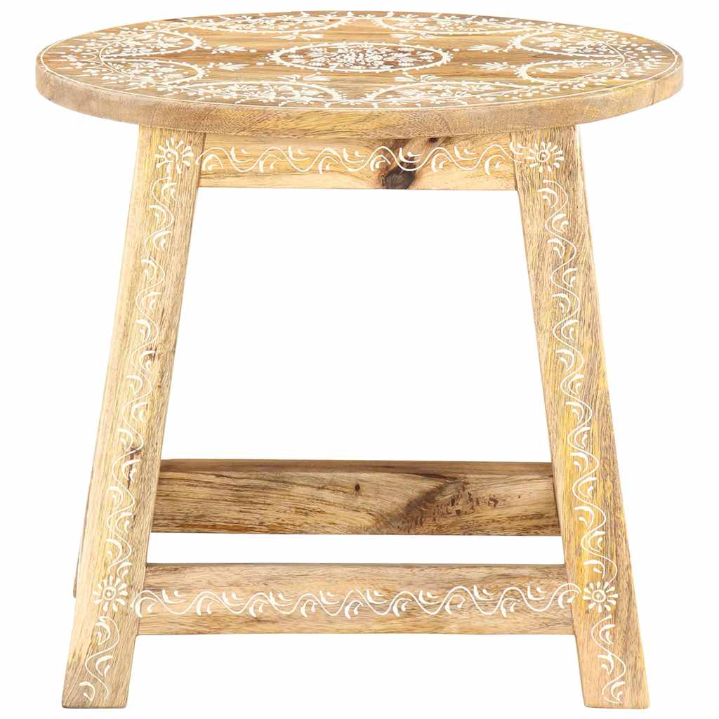 Sgabello Dipinto a Mano 38x38x35 cm in Legno Massello di Mango