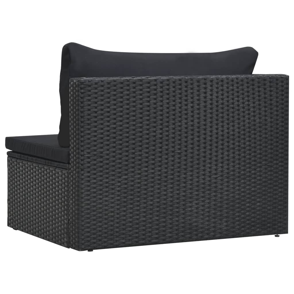 Set Divani da Giardino 5 pz con Cuscini in Polyrattan Nero | homemem39