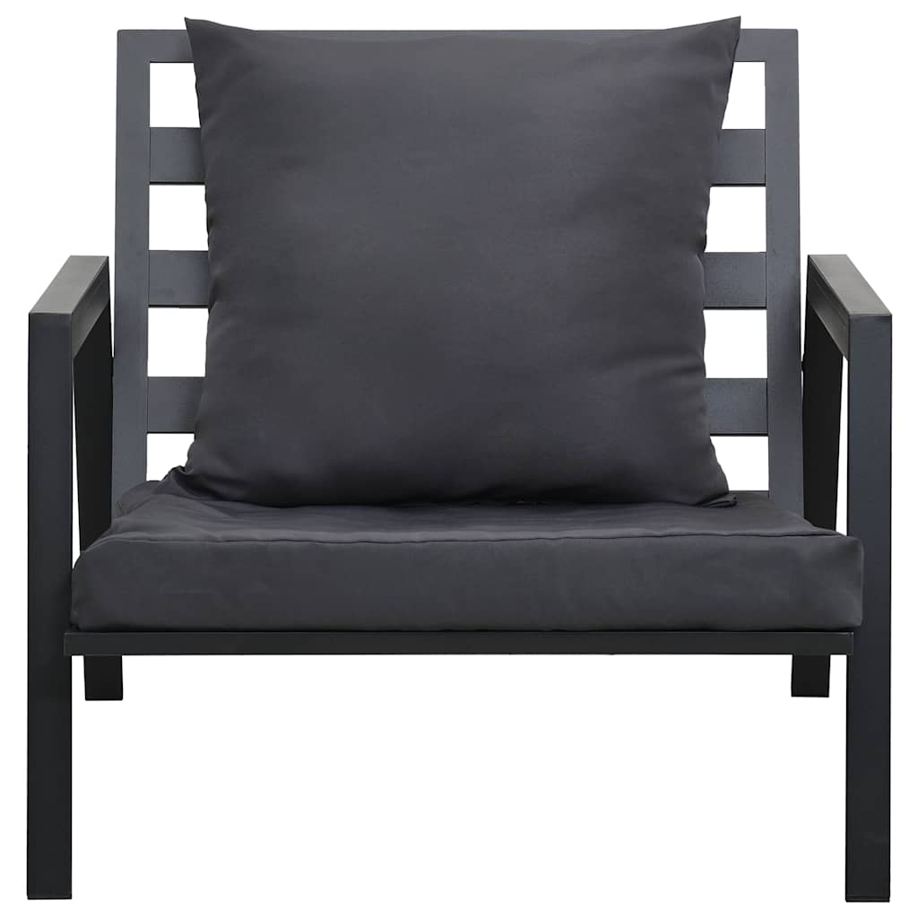 Set Divani da Giardino 5 pz con Cuscini Alluminio Grigio Scuro