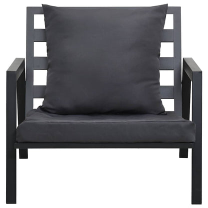 Set Divani da Giardino 5 pz con Cuscini Alluminio Grigio Scuro