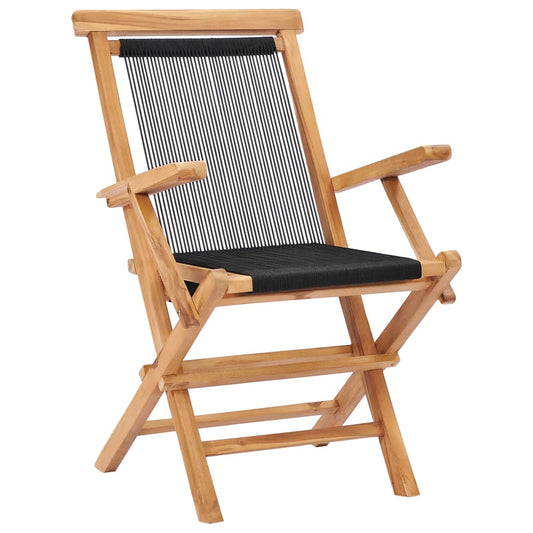 Sedie da Giardino Pieghevoli 2pz Legno Massello di Teak e Corda