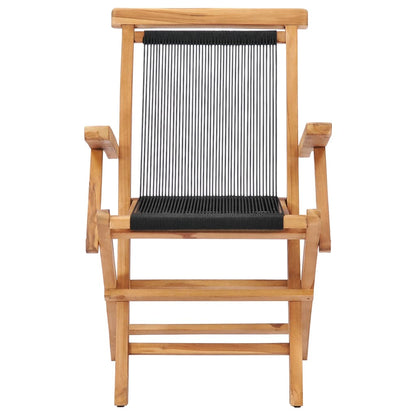 Sedie da Giardino Pieghevoli 2pz Legno Massello di Teak e Corda - homemem39