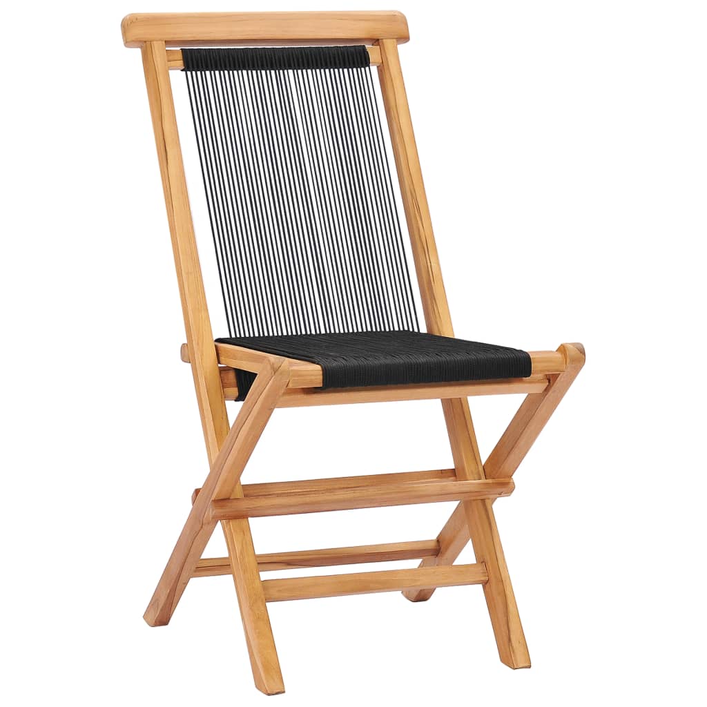 Sedie da Giardino Pieghevoli 2pz Legno Massello di Teak e Corda | homemem39