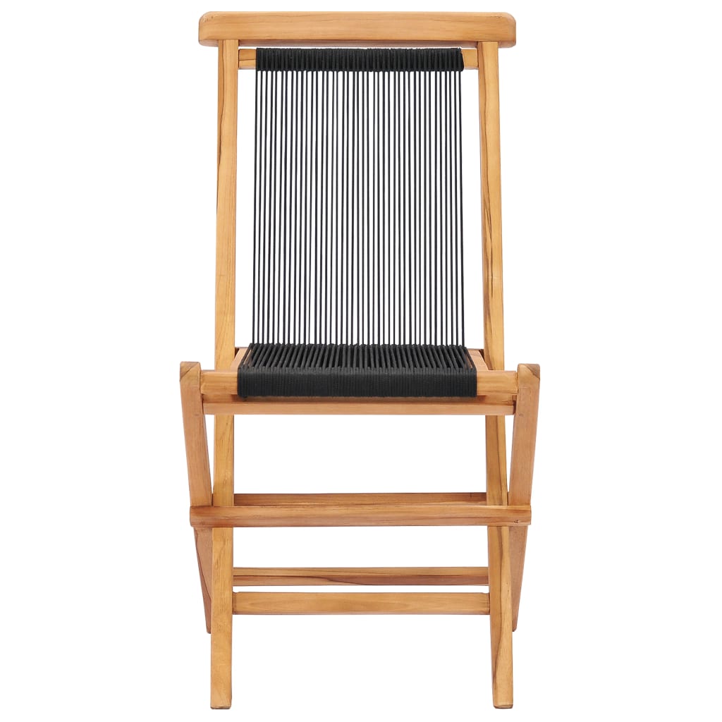 Sedie da Giardino Pieghevoli 2pz Legno Massello di Teak e Corda | homemem39