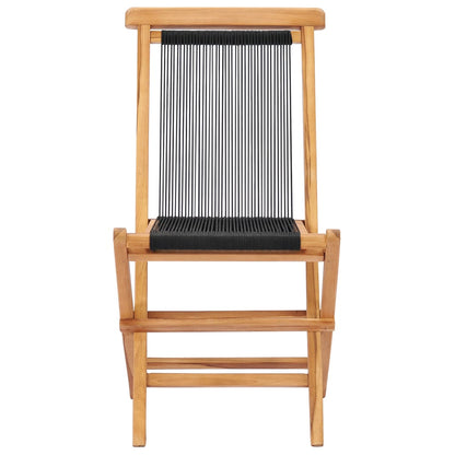 Sedie da Giardino Pieghevoli 2pz Legno Massello di Teak e Corda | homemem39