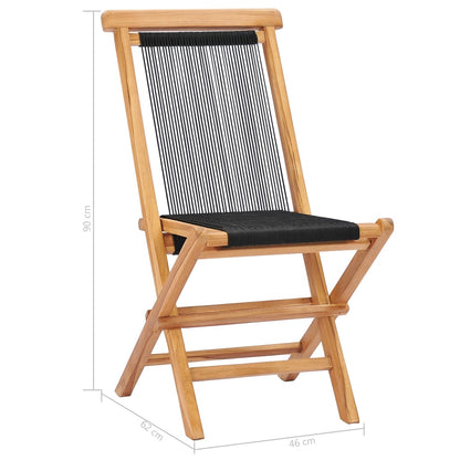 Sedie da Giardino Pieghevoli 2pz Legno Massello di Teak e Corda | homemem39