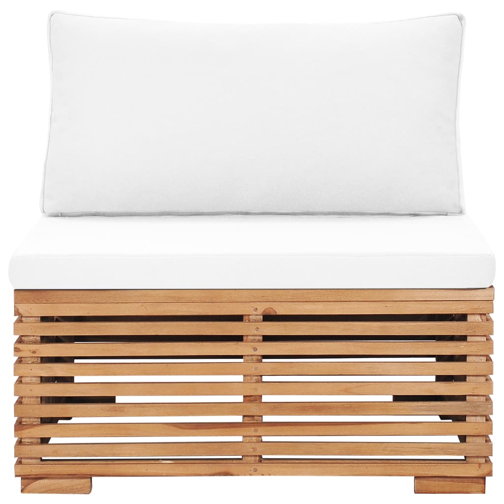 Divano Centrale da Giardino con Cuscino Crema Massello di Teak | homemem39