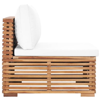 Divano Centrale da Giardino con Cuscino Crema Massello di Teak | homemem39