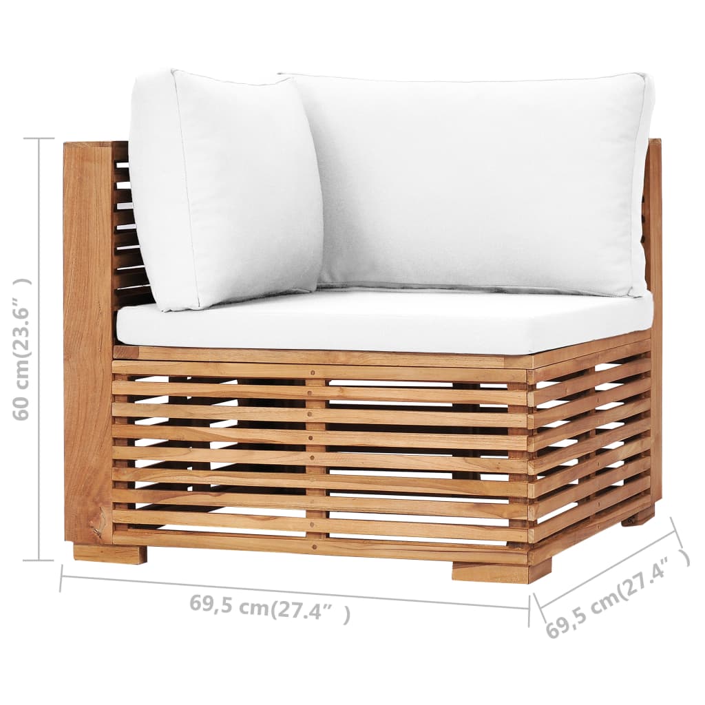 Divano Angolare da Giardino con Cuscino Crema Massello di Teak | homemem39