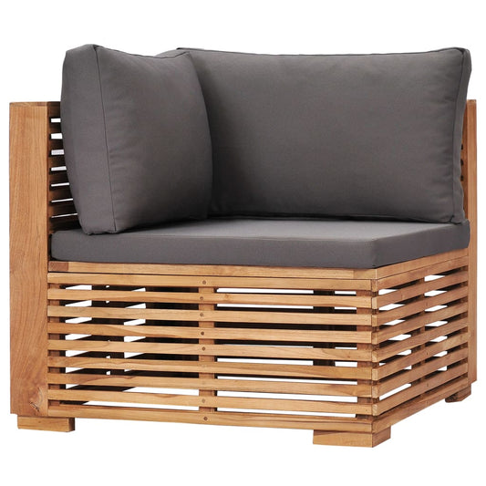 Divano Angolare da Giardino con Cuscino Grigio Massello di Teak | homemem39