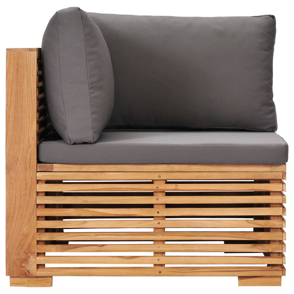 Divano Angolare da Giardino con Cuscino Grigio Massello di Teak | homemem39