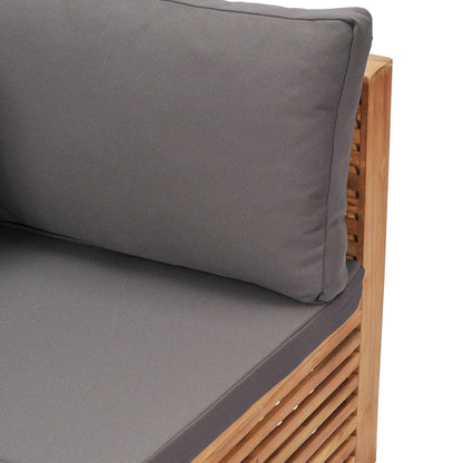 Divano Angolare da Giardino con Cuscino Grigio Massello di Teak | homemem39