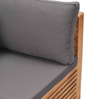Divano Angolare da Giardino con Cuscino Grigio Massello di Teak