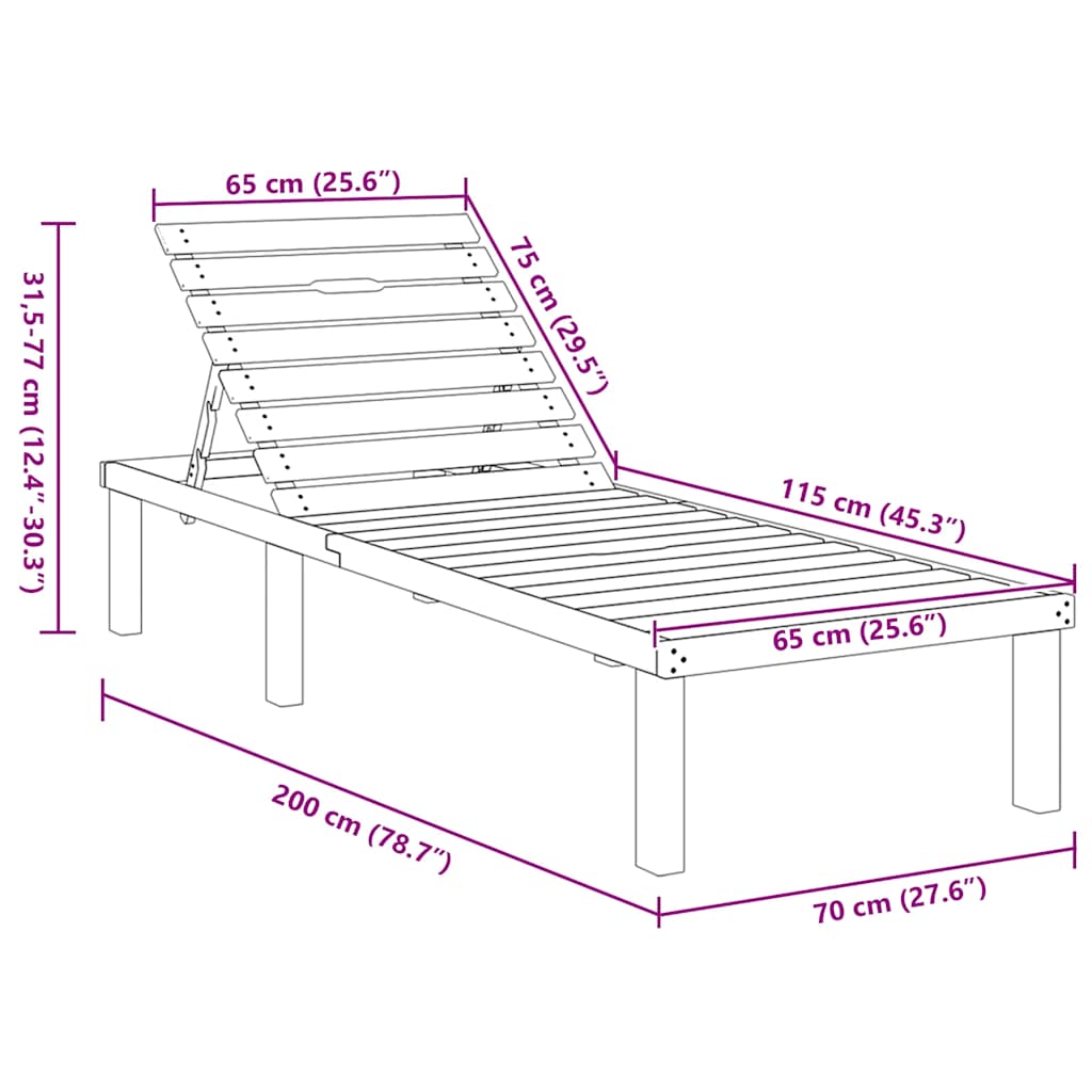 Lettino Prendisole in Legno di Pino Impregnato