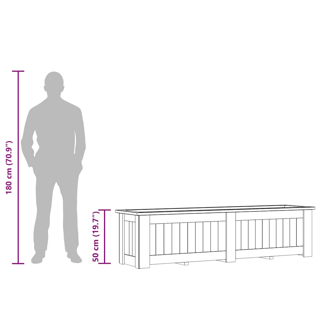 Fioriera Rialzata 196x50x50 cm in Legno di Pino Impregnato - homemem39